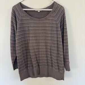 James Perse Supima Cotton Blend Sweatshirt Size 3 Large Gray Striped Pullover